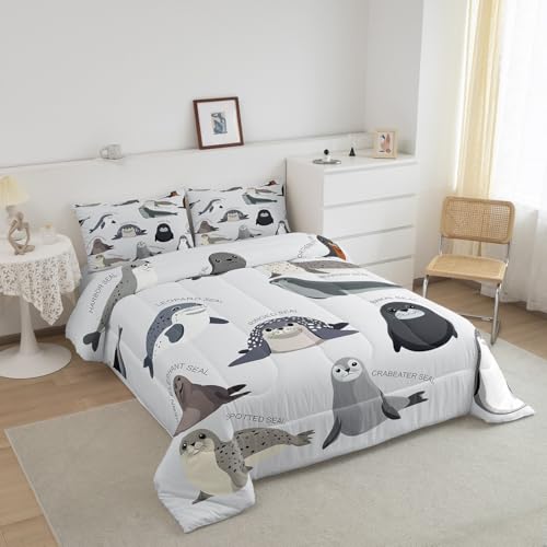 Image of Feelyou Kids Cartoon Seal Comforter Set Full Size for Boys Girls Teens