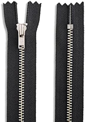 5 inch Metal Nickel Pant Zipper Black 5” Silver Brass Metal Heavy Duty Zippers Non Separating Sewing Zipper Craft Zippers