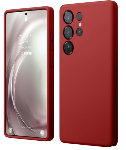 Image of LIRAMARK Liquid Silicone Soft Back Cover Case for Samsung Galaxy S25 Ultra 5G (Red)