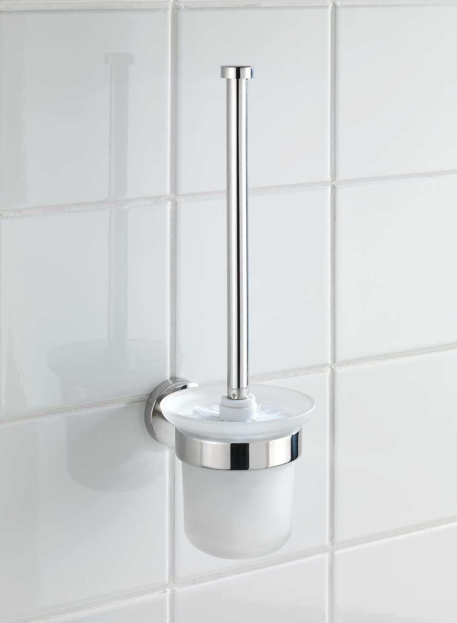 Wenko Bosio Shine Escobillero Mural, Acero Inoxidable, Plata Brillante, 14x10x35 cm