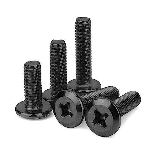 Image of Rely⇒VP INDUSTRIES (Pcs-25) M6x30 mm JCB Philips Flat Head Screw Black Zinc Finish | Flat Head Furniture Bolt Crib Bunk Bed Furniture Cot, Barrel Bolt, High Tensile Carbon Steel 10.9 Grad