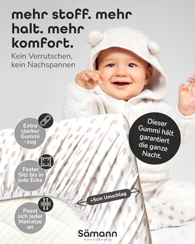 Sämann Jersey Spannbettlaken Spannbetttuch für Laufgitter 120x120 cm, Baumwolle Natur