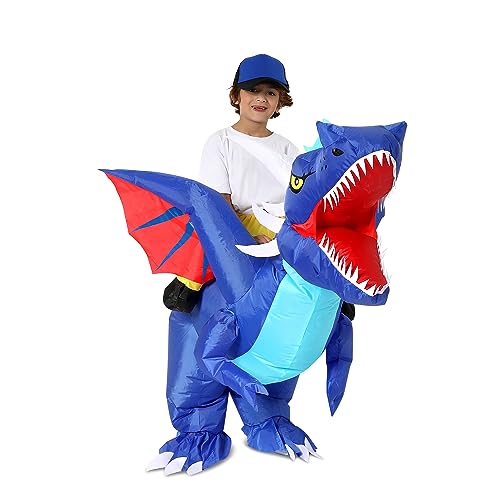 Disfraz inflable de dragón para niños 7-10 años miniatura 4