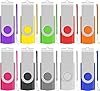 EASTBULL Memory Stick 128MB USB 10Pack, USB 2.0 Thumb Flash Drives Swivel Design Pen Memory Stick Fold Storage (10 Mixed Color With Lanyard)