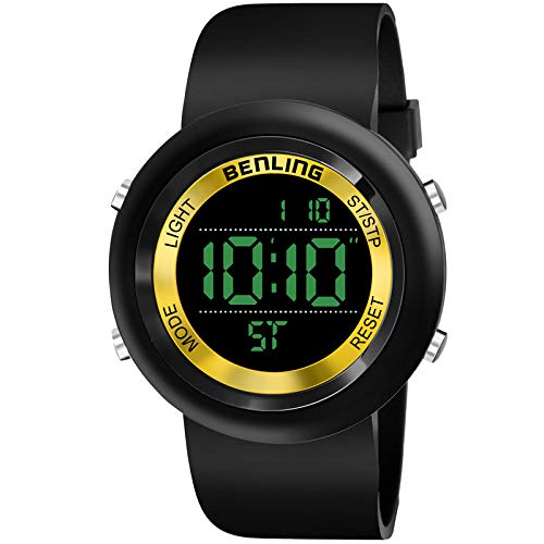 Benling Multifunctional Digital Sports Watch for Mens, EL Luminating Backlight Display, Silicone Resin Strap, Water Resistant Upto 50 Meters (Yellow) (B08F7T6VTZ) Amazon Price History, Amazon Price Tracker