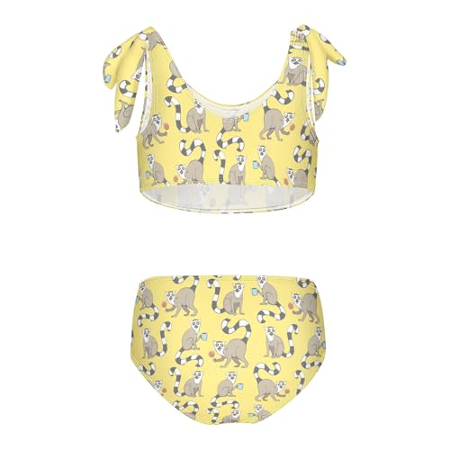 Toddler Girls Bikini Set Cartoon Ring Tailed Lemurs Swimsuits Kid Bowknot Swimwear 2 Piece Bathing Suit 3-12T2
