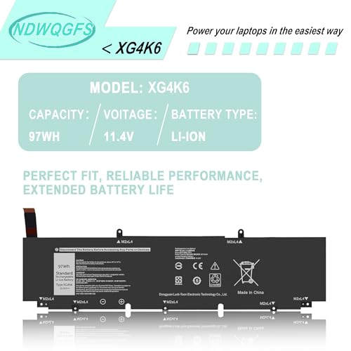 Image of XG4K6 Laptop Battery Replacement for Dell XPS 17 9700 9710 9720 9730 & Precision 5750 5760 5770 Series dell xps 17 9700 Battery Compatible with P92F, 01RR3, F8CPG, KVPMY