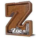 JOOMLAFLY Personalized Wooden Letter Piggy Bank for Kids Larger Letter Piggy Bank for Boys and Girls Initial Coin Bank Customized Piggy Bank Perfect Wood Kids Money Bank for Birthday and Festival