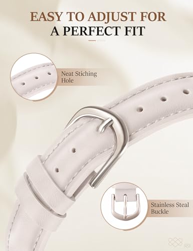 Image of Newlibery Leather Band for Women Slim Dressy Bands Compatible with Apple Watch 38mm 40mm 41mm 42mm 44mm 45mm 49mm, Designer Interlock Buckle Strap for iWatch Series 10 /9 /8 /7 /6 /5 /4 /3 /2 /1 /SE /Ultra