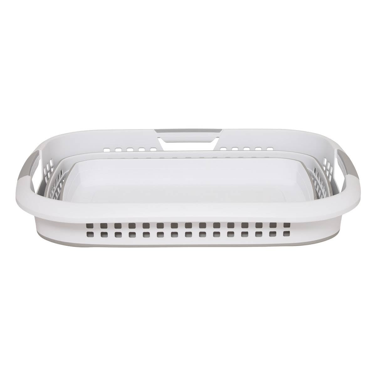 5 five simply smart 5five - Cesto de Ropa plegable de 45 l - 3 asas ergonómicas - Cesto de Ropa retráctil Rectangular - Gran capacidad - Gris y Blanco