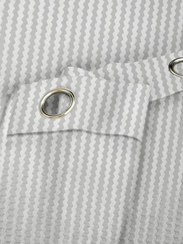 Image of Polyester Transparent Zig-Zag Net Sheer Curtains for Door Balcony Home Decoration, 12 feet Long, White, Set of 2