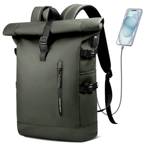 Roll Top Backpack, Waterproof Travel Backpack for Men Women, Expandable Casual Daypack for 15.6 Inch...