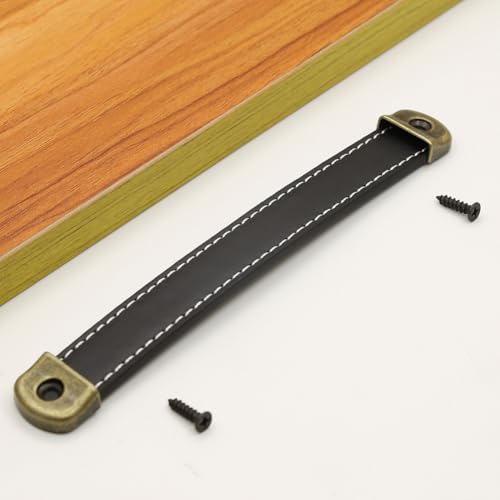 Image of 2PCS Wine Box Wooden Box Handle Strong Load-Bearing Capacity Retro Antique Cabinet Door Drawer Exposed Simple Furniture Leather Handle