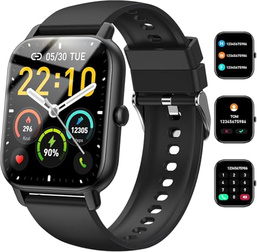 Montre Connectée Homme Femme, 1,85" HD Bluetooth Smartwatch avec Réponse/Appels, 110+ Modes Sport Montre Connectée Etanche IP68, Cardiofréquencemètre/SpO2/Sommeil/Podometre, Smart Watch pour Android.