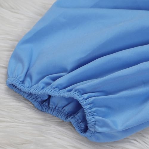 Image of WOKANSE Women's Cute Babydoll Dresses Casual Loose Puff Sleeves Ruffle Hem Button Down Pleated Shirt Dress