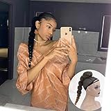 Brown Bubble Ponytail Extension for Black Women Long Caterpillar Ponytail, Oseti Synthetic Curly...