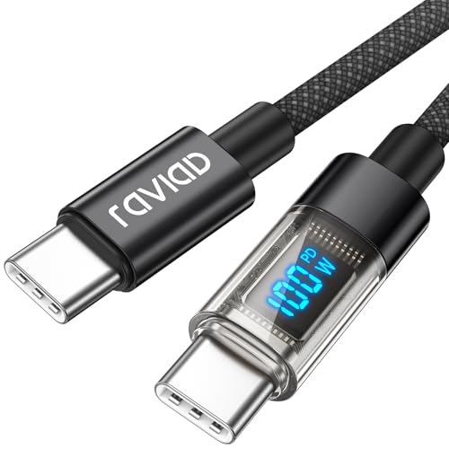 RAVIAD Cable USB C a USB C Carga Rapida 100W, 2M Cable Cargador Tipo C PD 5A QC3.0 con E Mark Chip Cable Tipo C para iPhone 17/16/15 Pro Max, Galaxy S25 S24 S23, MacBook, Pad, Google Pixel   Negro