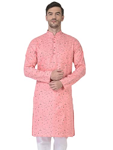 Image of SG LEMAN Knee Length Solid Kurta for Men | Cotton Blend | Long Sleeve | Ethnic Wear for Men | Party and Weeding wear Kurta