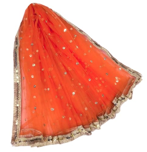 Image of Navti Creations Women's Lightweight Net Dupatta With Sequence Embroidery & Kiran Border (Length 2.25m)