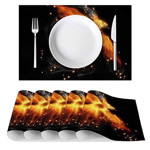 Set de table oiseau ardent résistant à la chaleur et antidérapant, lot de 6