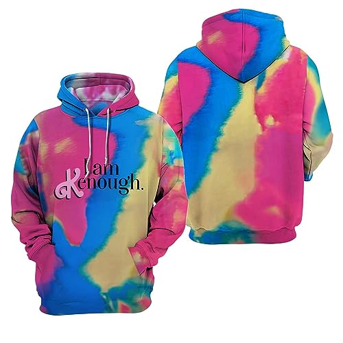 VRDREM I am Kenough Hoodies Damen, 3D Tie-dye Printed Langarm Pullover...