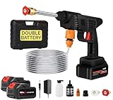 HEERNX (Double_Battery) Cordless Portable Wireless Pressure Washer Gun 48V 12000mah High Pressure Water Gun Car Wash Bike Washing Cleaning| Adjustable Nozzle and 5M Hose Pipe (Washer Gun)