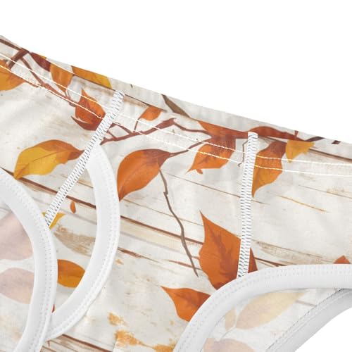 KLL Autumn Leaf on Old White Wooden Little Boys Cotton Nighttime Underwear Cute Children Undies4
