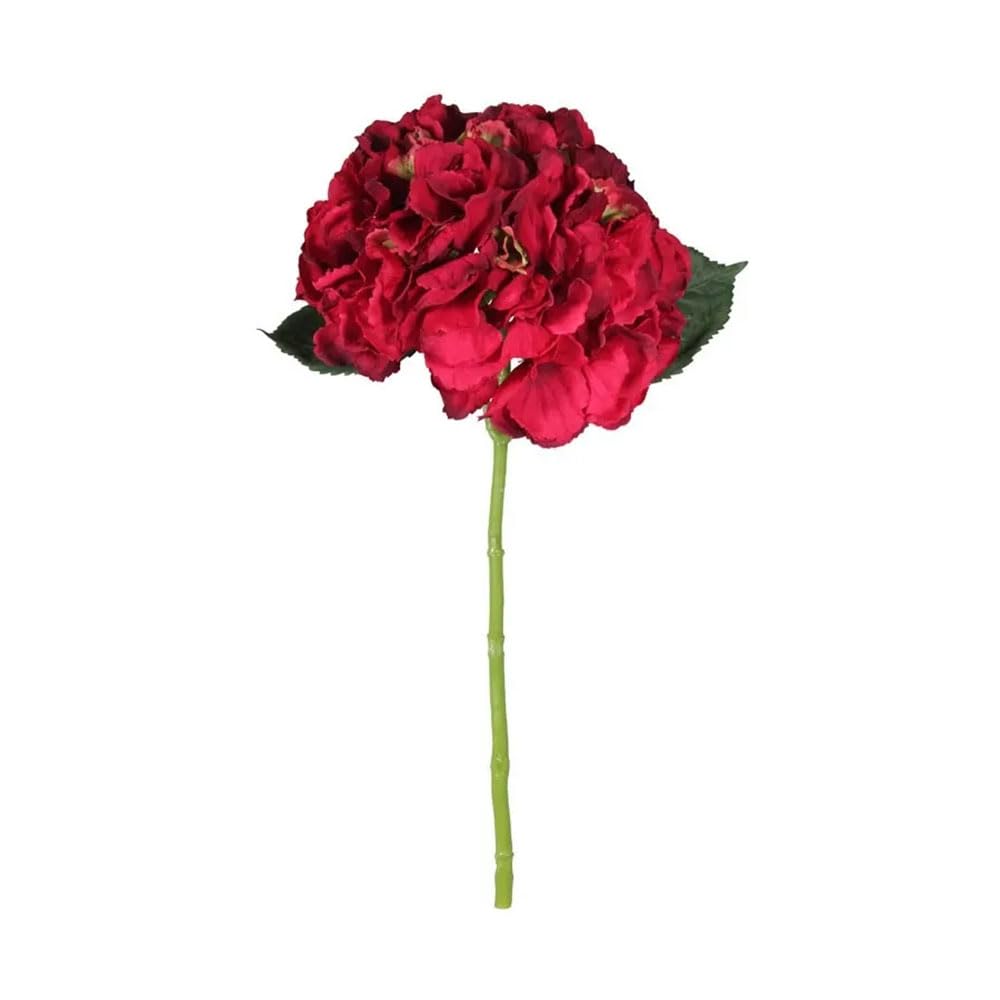 Floristrywarehouse Deep Red Faux Silk Hydrangea Flower Short Stem 40Cm/15 Inches Tall