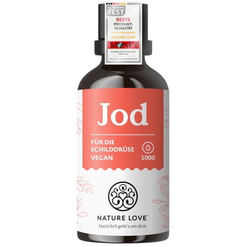 NATURE LOVE® Jod Tropfen - 150µg 50ml - alkoholfrei und vegan - geschmacksneutral, hoch bioverfügbar - hochdosiert & laborgeprüft