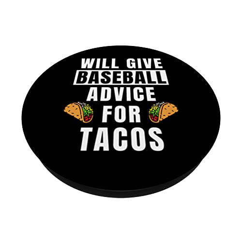 Baseball Advice For Taco Sport Coaching Funny Baseball Coach PopSockets Swappable PopGrip, Black - Image 2