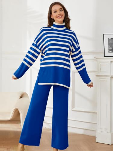Image of TYSORT Women's Winter Woolen Turtleneck Sweater with Pajama | Warm Winter Wear Cord Set | Woolen Tracksuit Loungewear Set