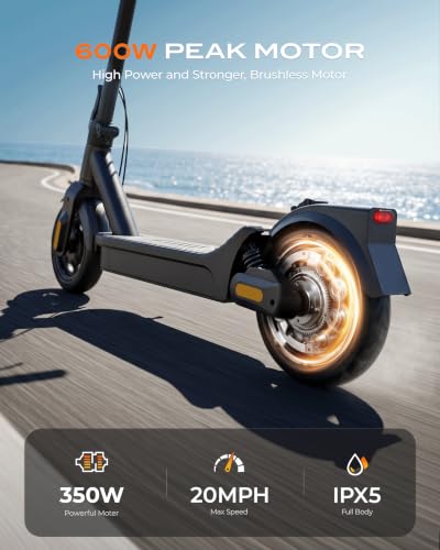 Image of Electric Scooter for Adults 350W /600W, 20MPH, 17 Miles Adult Electric Scooters with Long Range, 8.5 inch Tire Motorized Scooters, Foldable E-Scooter Commuter with App, Rear Dual Damping Suspension