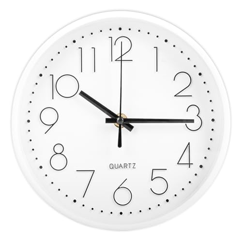CIMOYBAI 20cm Rund Quartz Wanduhr Ohne Tickgeräusche, 8 Zoll Modern Leise Geeignet für Büro, Wohnzimmer, Küche, Schule, Kinderzimmer (Ganz weiß) CIMOYBAI 20cm Rund Quartz Wanduhr Ohne Tickgeräusche, 8 Zoll Modern Leise Geeignet für Büro, Wohnzimmer, Küche, Schule, Kinderzimmer (Ganz weiß)