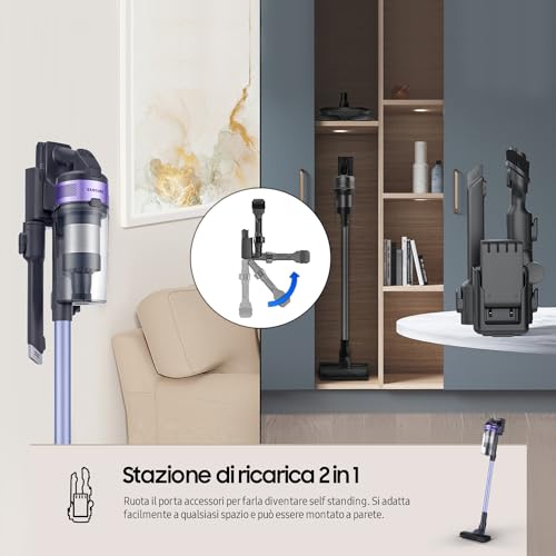 Samsung Kabelloser Staubsauger Jet 60 Turbo VS15A6031R4/ET, beutellos, Leistung 150 W, bis zu 40 Minuten Laufzeit, Violett