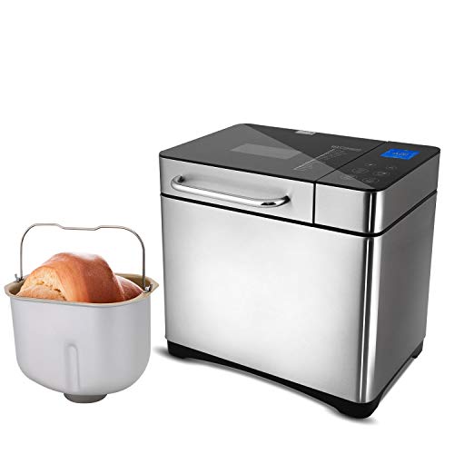 COOCHEER Panificadora automática con 19 programas de horneado, función de temporizador, 500 – 1000 g de peso de pan, panificadora con caja automática para ingredientes y pantalla LED, 710 W
