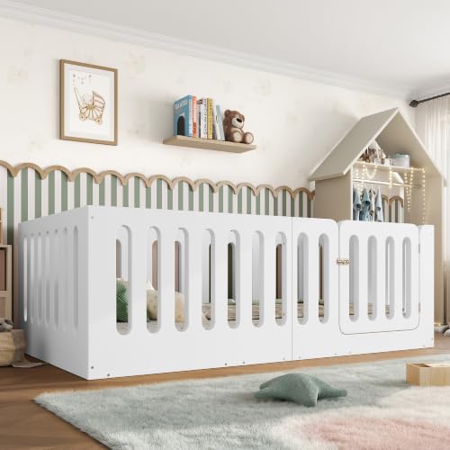 Image of Bellemave Twin Montessori Floor Bed Frame,White