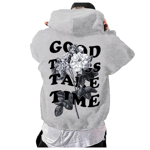 Sudadera con capucha negra para adolescentes, con estampado, sudadera con capucha de manga larga, con cuello alto, para hombre, gris, S