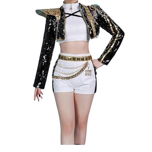 Rumi Zoey Mira Costume Cosplay Golden Costume Wigs for Women White Outfit Set Halloween3