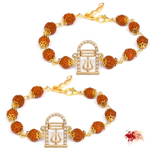 Image of To The Nines Rudraksha Rakhi for Brother with Tilak Material & Greeting Card - Set of 2 Rakhi