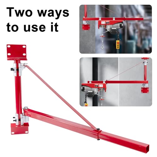 TEENO Elektrischer Hebezeug-Stützarm 200-800 kg Tragkraft Hebezeughalter-Schwenkarm mit Stange Hebezeugrahmen aus Stahl, 180° schwenkbarer Gerüsthebezeug-Hebearm Windenhebezeugarm für Werkstatt Garage