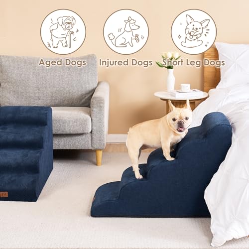 Curved Dog Stairs For High Beds 22.6 H, 5Step Dog Steps For Small Dogs And Cats