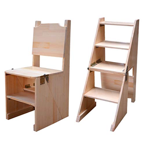 Taburete de escalera interior de madera natural para ahorrar espacio 3