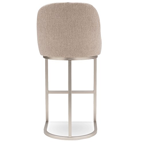Leick Home 10133PW/OL Butaco Barrelback con Base de Metal, Set de 2, para Barras Altas y Mesas Elevadas, Asiento Moderno en Lino Beige y Base Metálica Pewter | Patas Niveladoras Ajustables, Independiente, Estilo Contemporáneo/Moderno miniatura 4