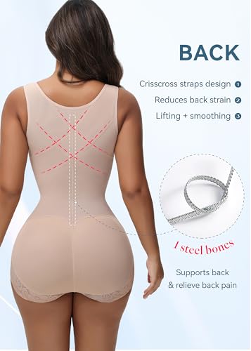 SHAPSHE Fajas Colombianas Shapewear Bodysuits for Women Tummy Control Butt Lifter Compression Garment Open Bust2