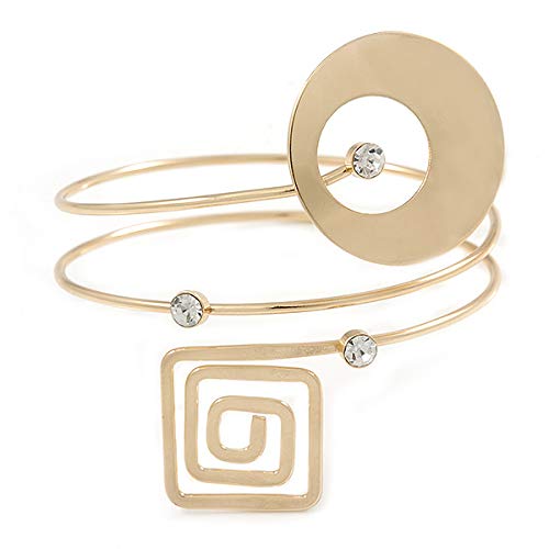 Image of Open Circle And Square Upper Arm / Armlet Bracelet In Gold Tone - 27cm L