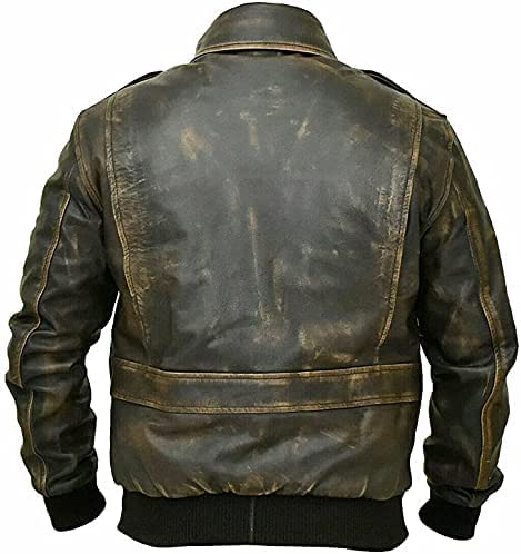 Image of A2 Aviator Jacket Men - Brown Leather Flight Bomber Jacket - US Air Force WW2 Pilot Jacket - Mens Motorcycle Leather Jacket