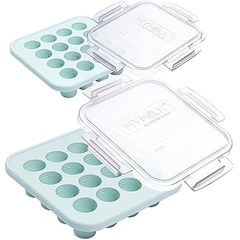 Souper Cubes MyMilk 1/2 oz. Silicone Breast Milk Freezer Trays, Each Food-Grade Silicone Tray Holds 8 oz., Perfect For Baby Food Freezer Storage, Purees, and More - Mint - 2-Pack Cover