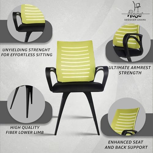 Image of ROSE Elite | 3 Years Brand Warranty | Ergonomic Office Chair, Study, WFH, Revolving, Rolling, Desk, Task, Laptop, Student Chair (Green, Elite MB Reception)