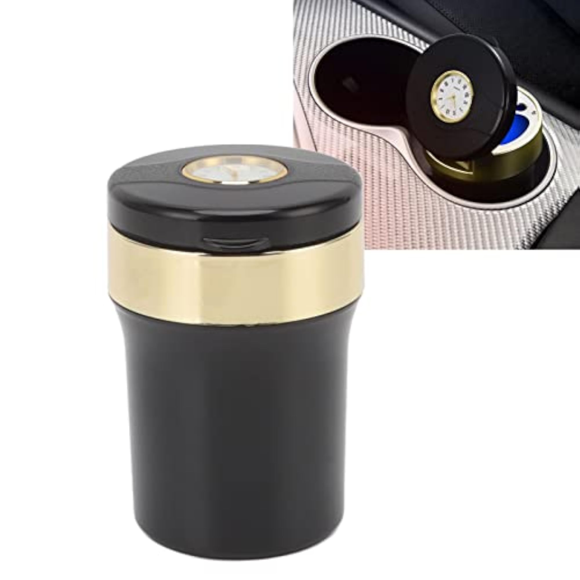 Mini Car Ashtray for Travel (Black Gold)