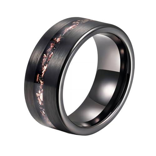 Bague de fiançailles tungstène homme anti-rayures, anneau noir large 8mm